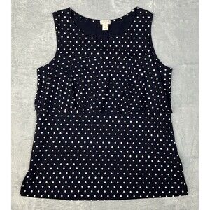 4 For $20 J.Crew Women’s Size Small Dotted Ruffle Piqué Tank Top Navy Blue/White